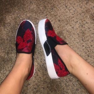 Floral patterned slip ons